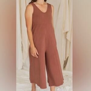 MIEN | Studio Plus Size Sepia Organic Cotton Lakeside
Wide-Leg Jumpsuit | 3X